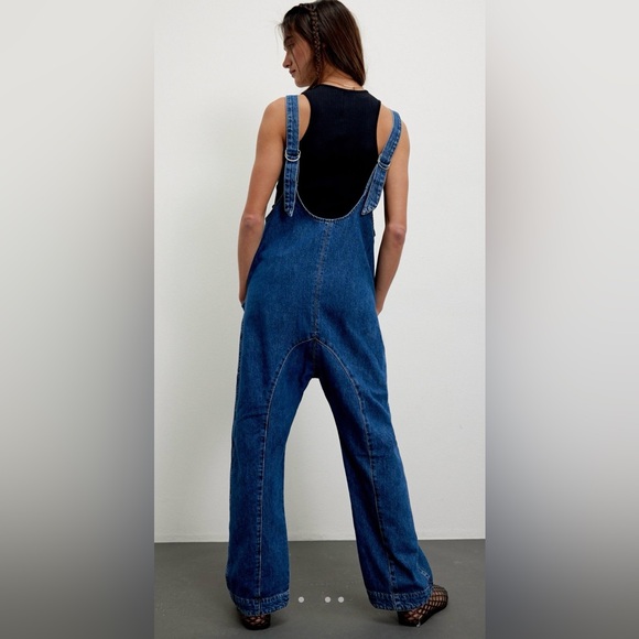 NWT Free People We the Free S High Roller Jumpsuit in Sapphire Blue New $98 - Picture 2 of 8